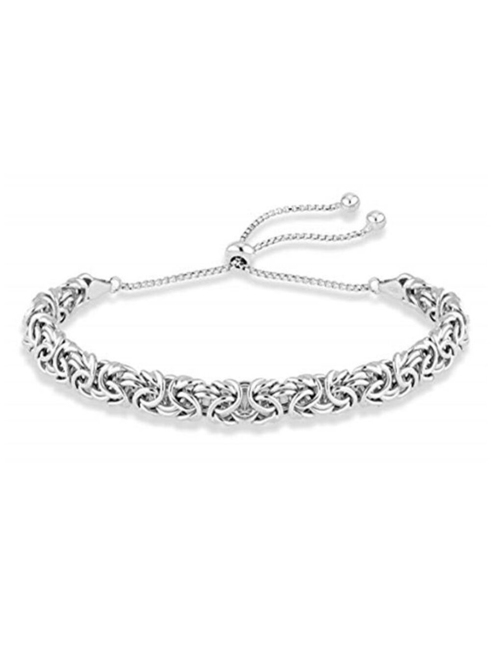 925 Sterling Silver Byzantine Bolo Bracelet Adjustable Womens Gold Plated